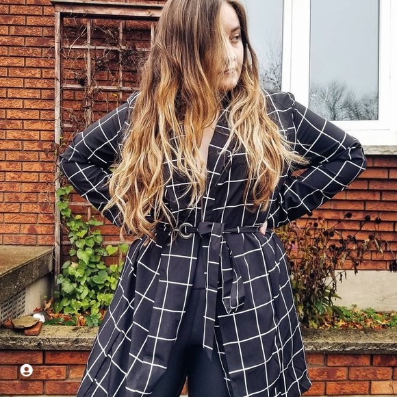 Tie front wrap button up plaid dress - Picture 2 of 3